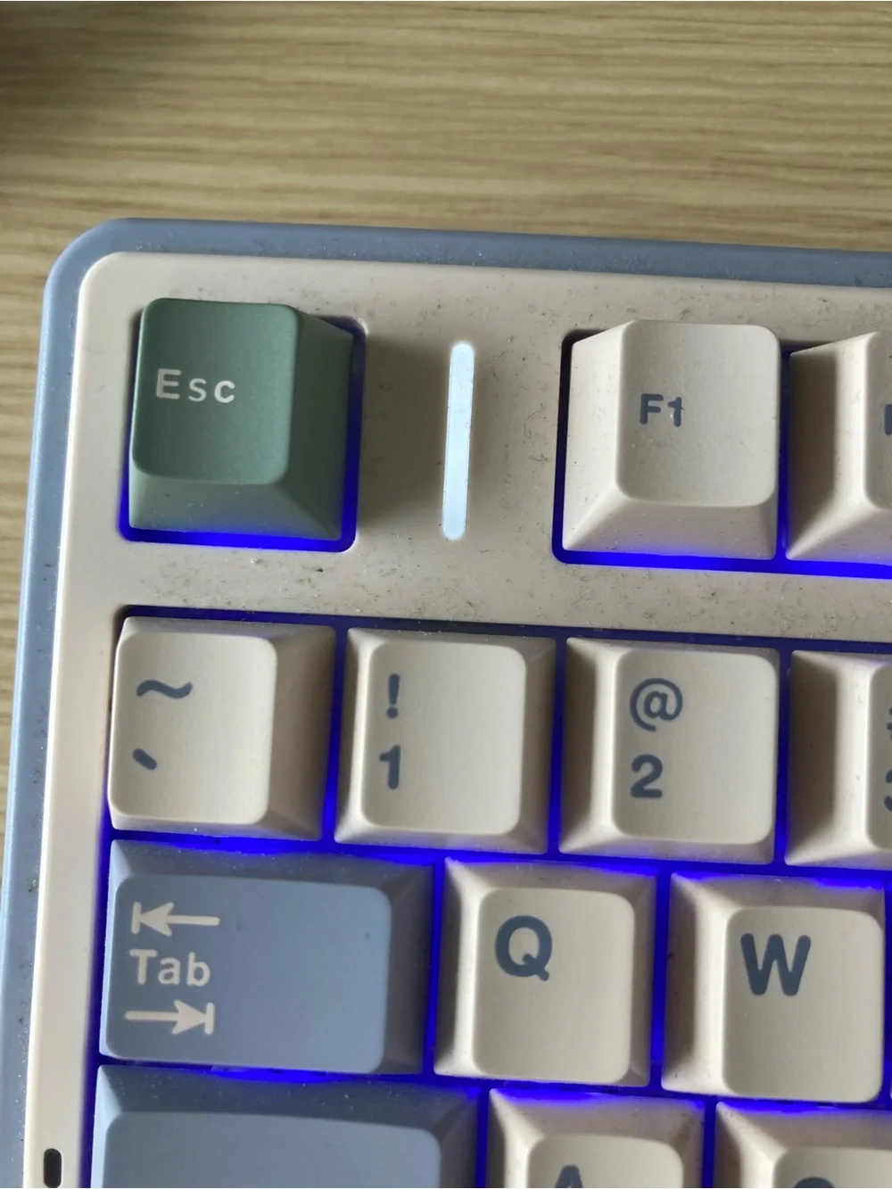 Compact Mechanical Keyboard in White & Blue with Blue Backlight